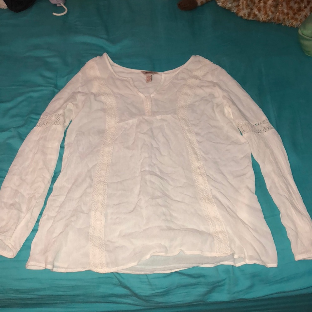 Cute bohemian white long sleeve